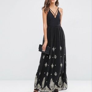 ASOS TALL Strappy Maxi Dress with Embroidered Hem